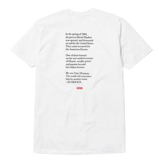 this is an image of Supreme T-Shirt Scarface Friend Logo