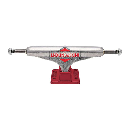 this is an image of Independent Stage 11 Forged Hollow Chainbreaker Silver Ano Red Truck Pair