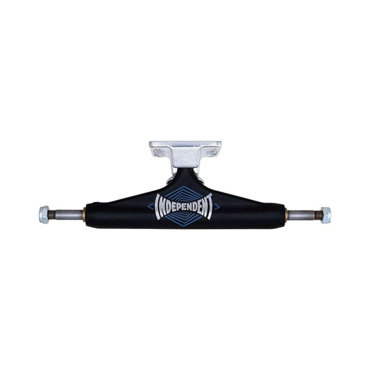 this is an image of Independent Stage 11 Forged Hollow Vertigo Span Black Silver Truck Pair