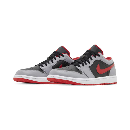 this is an image of Jordan 1 Low "Cement Grey Fire Red" (Women's)