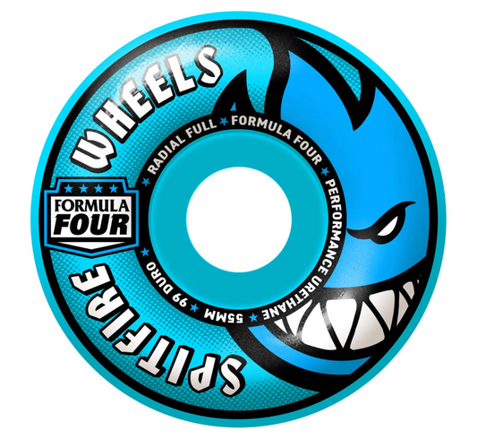 Spitfire Wheels Formula 4 Blue Radial Full 55mm 99a