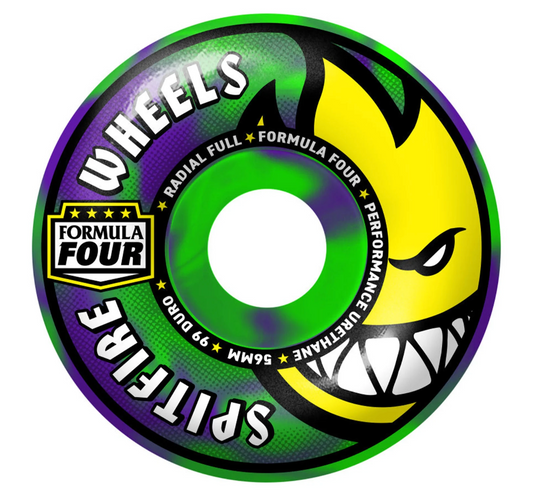 Spitfire Wheels Formula 4 Purple Green Swirl Radial Full 56mm 99a