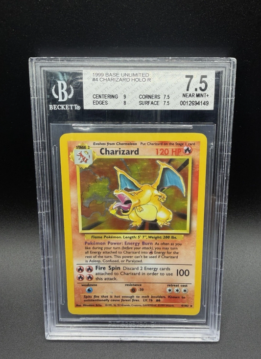 Charizard 4/102 Beckett 7.5 MN+