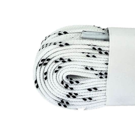 this is an image of Speed Laces White Black Trace Waxed