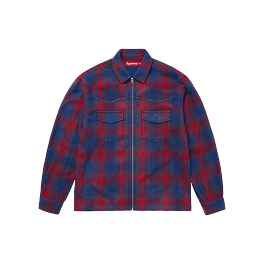Supreme Studded Shadow Plaid Zip Up Shirt