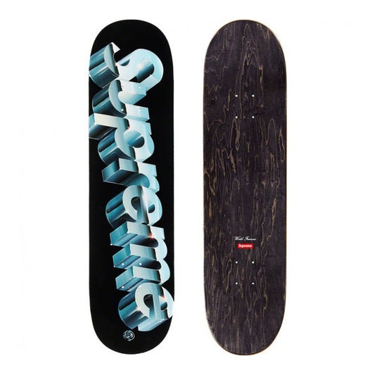 this is an image of Supreme Chrome Logo Skateboard Deck