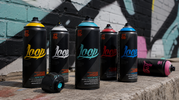 Loop Colors Spray Paint cans in multiple colors for graffiti, street art, and DIY painting projects.