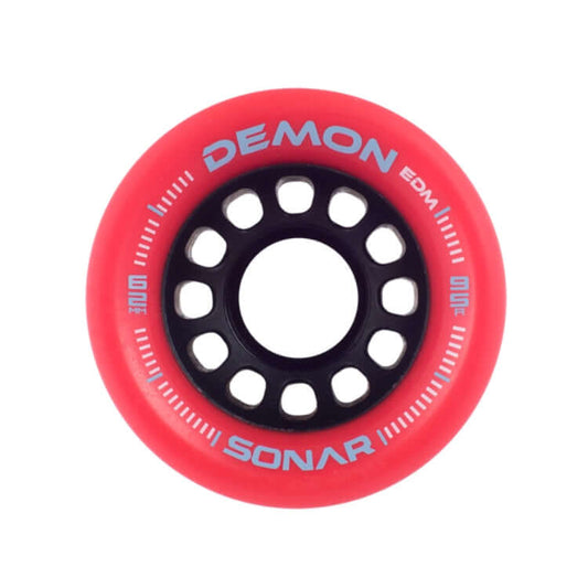 this is an image of Sonar Wheels “Demon EDM” Red 62mm 95a 4pk
