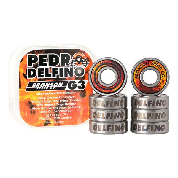 this is an image of Pedro Delfino G3 Bronson Skateboard Bearings