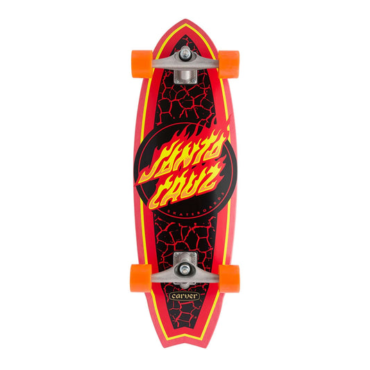 this is an image of Santa Cruz 9.85in Flame Dot Shark Carver Surf Skate