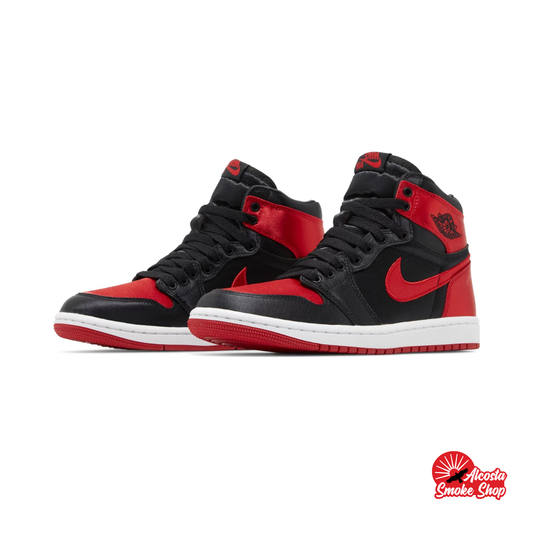 this is an image of Air Jordan 1 Retro High OG "Satin Bred"
