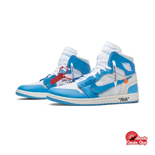this is an image of Air Jordan 1 x OFF WHITE "University Blue"