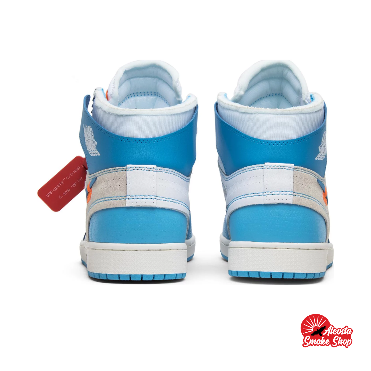 this is an image of Air Jordan 1 x OFF WHITE "University Blue"