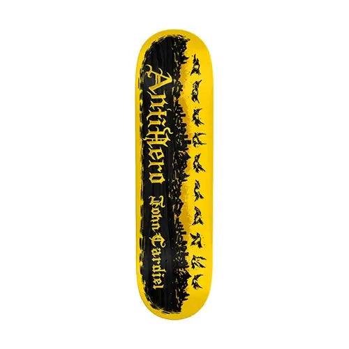 this is an image of Anti Hero Skateboard Deck Cardiel Pigeon Motion 8.38
