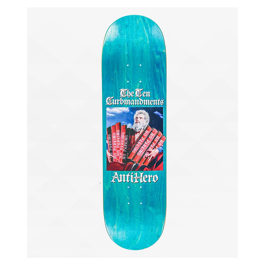 this is an image of Anti Hero Skateboard Deck Team 10 Curbmandments Shaped