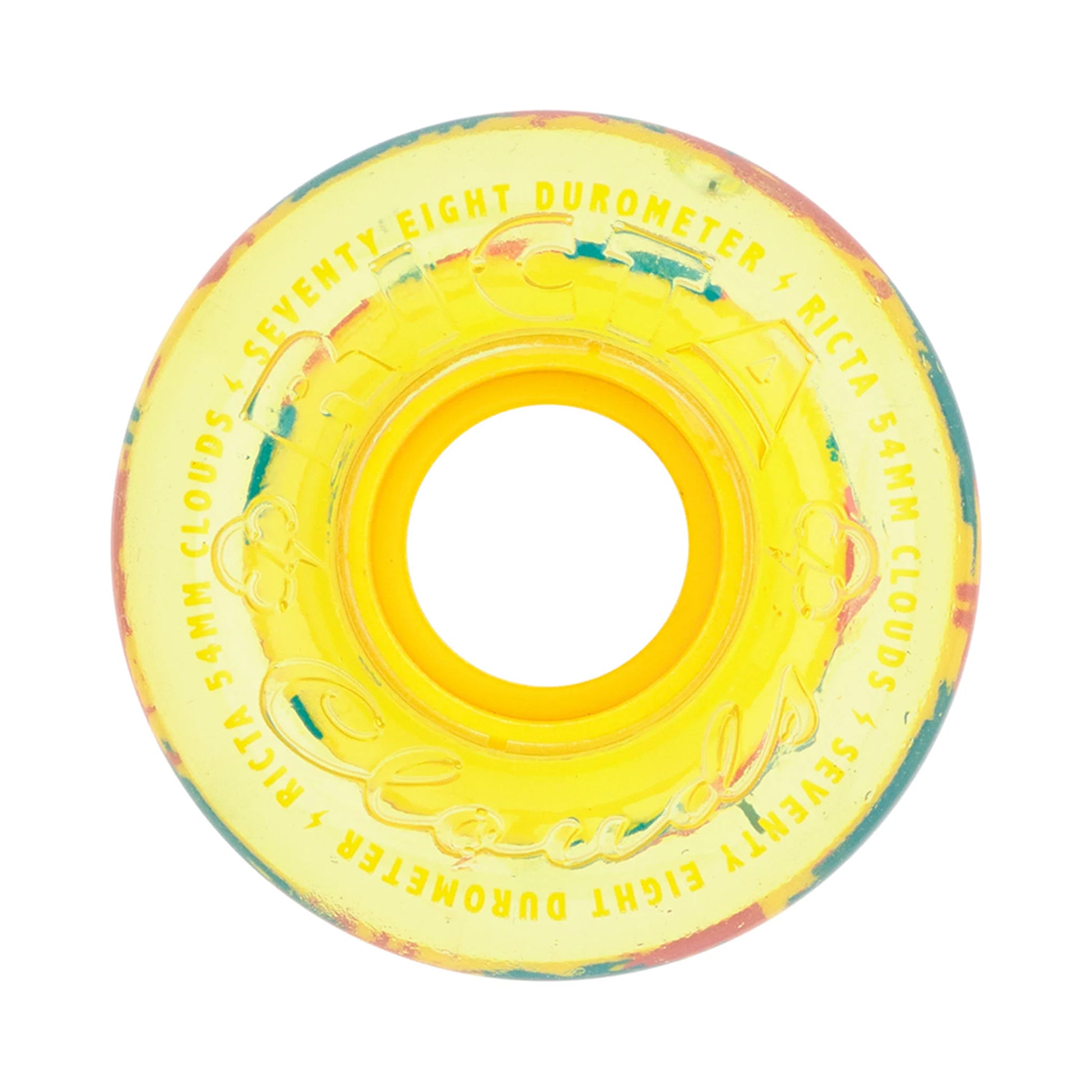 this is an image of Clear Splatter Clouds Ricta Wheels 78a