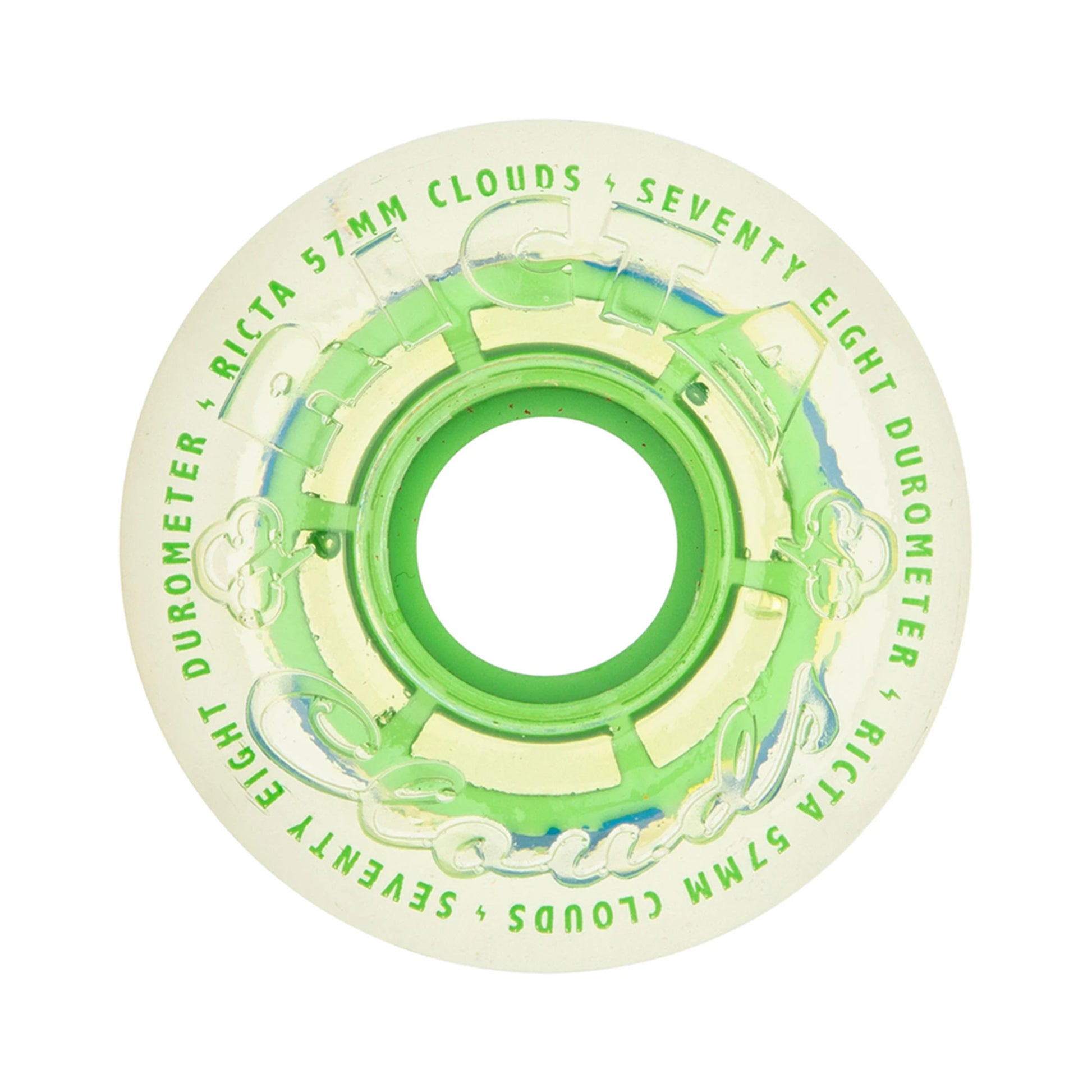 this is an image of Clear Splatter Clouds Ricta Wheels 78a