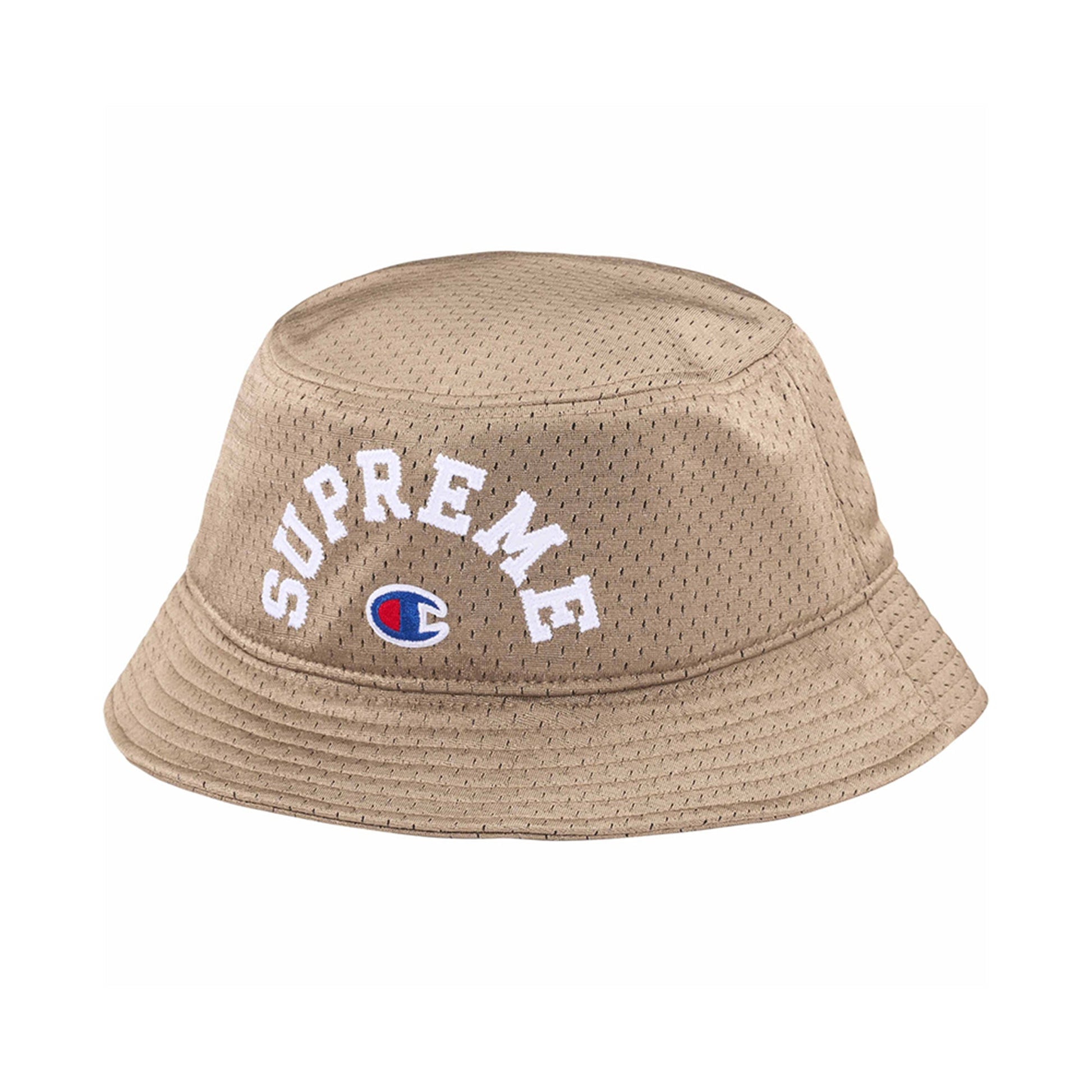 this is an image of Supreme x Champion Mesh Crusher Bucket Hat