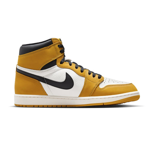 this is an image of Air Jordan 1 Retro High OG "Yellow Ochre" GS