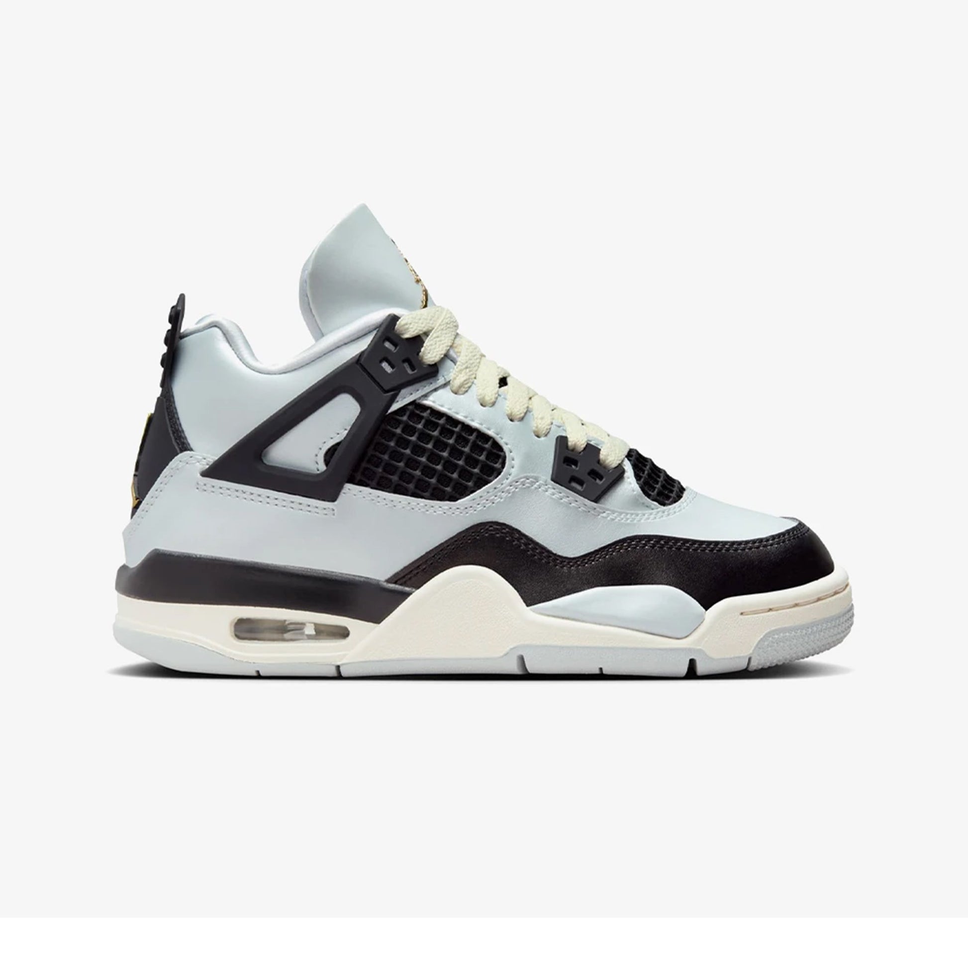 this is an image of Jordan 4 Retro "Platinum Gold" (GS)