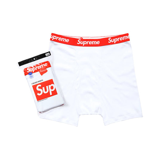 this is an image of Supreme x Hanes 4 Boxer Briefs