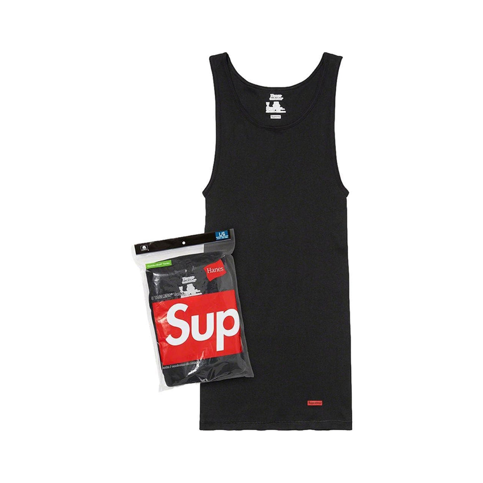 this is an image of Supreme x Hanes 3 Tagless Tanks