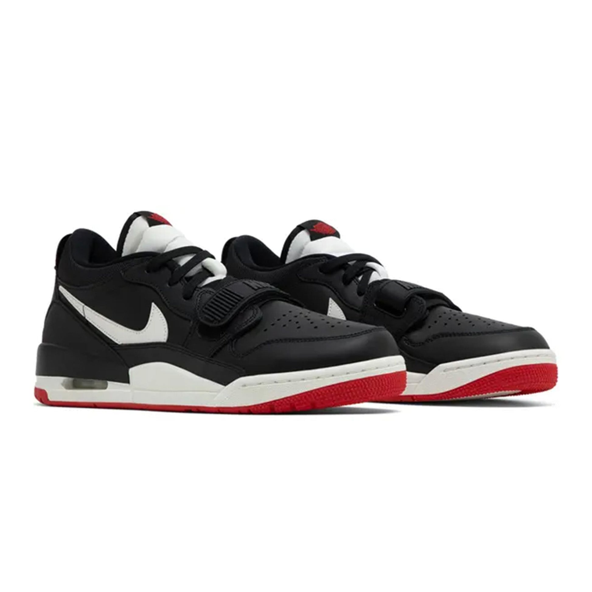 this is an image of Air Jordan Legacy 213 Low "Black Sail University Red"