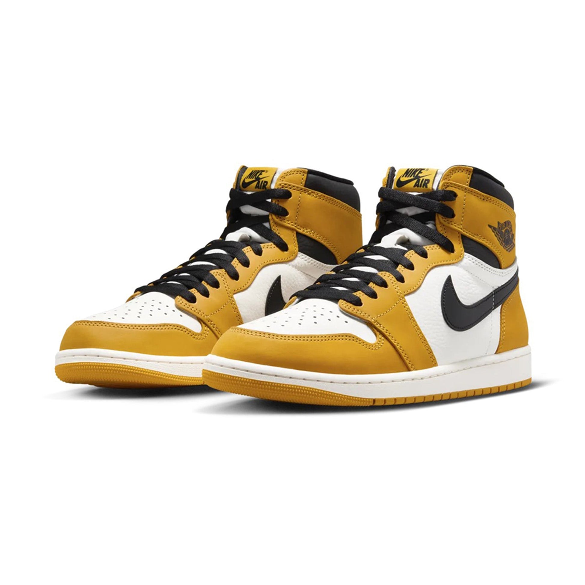 this is an image of Air Jordan 1 Retro High OG "Yellow Ochre" GS