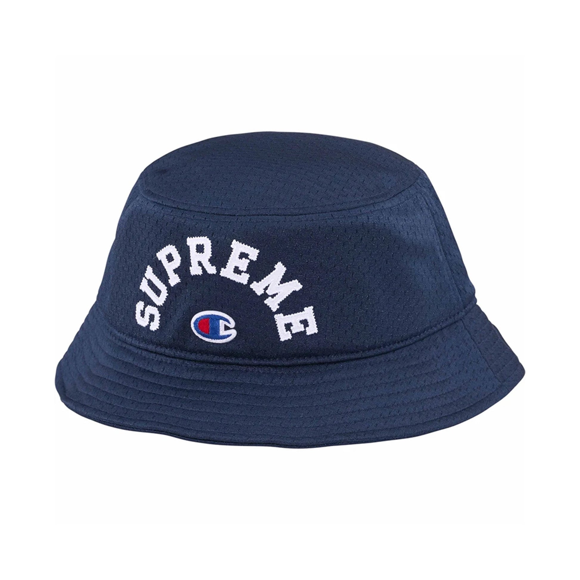this is an image of Supreme x Champion Mesh Crusher Bucket Hat
