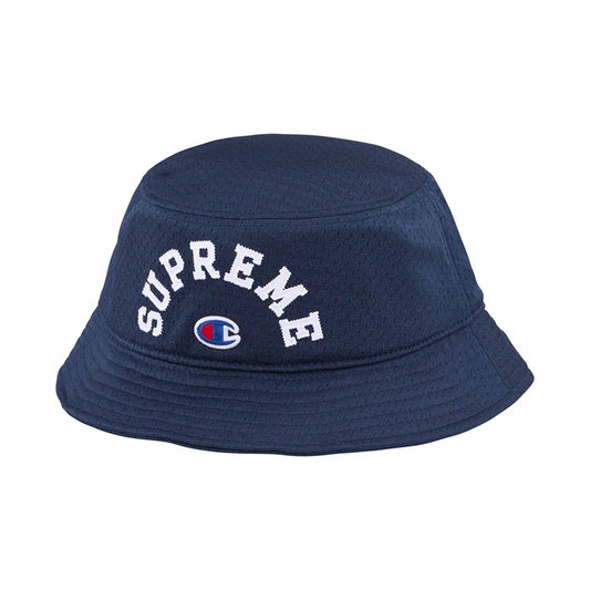 this is an image of Supreme x Champion Mesh Crusher Bucket Hat