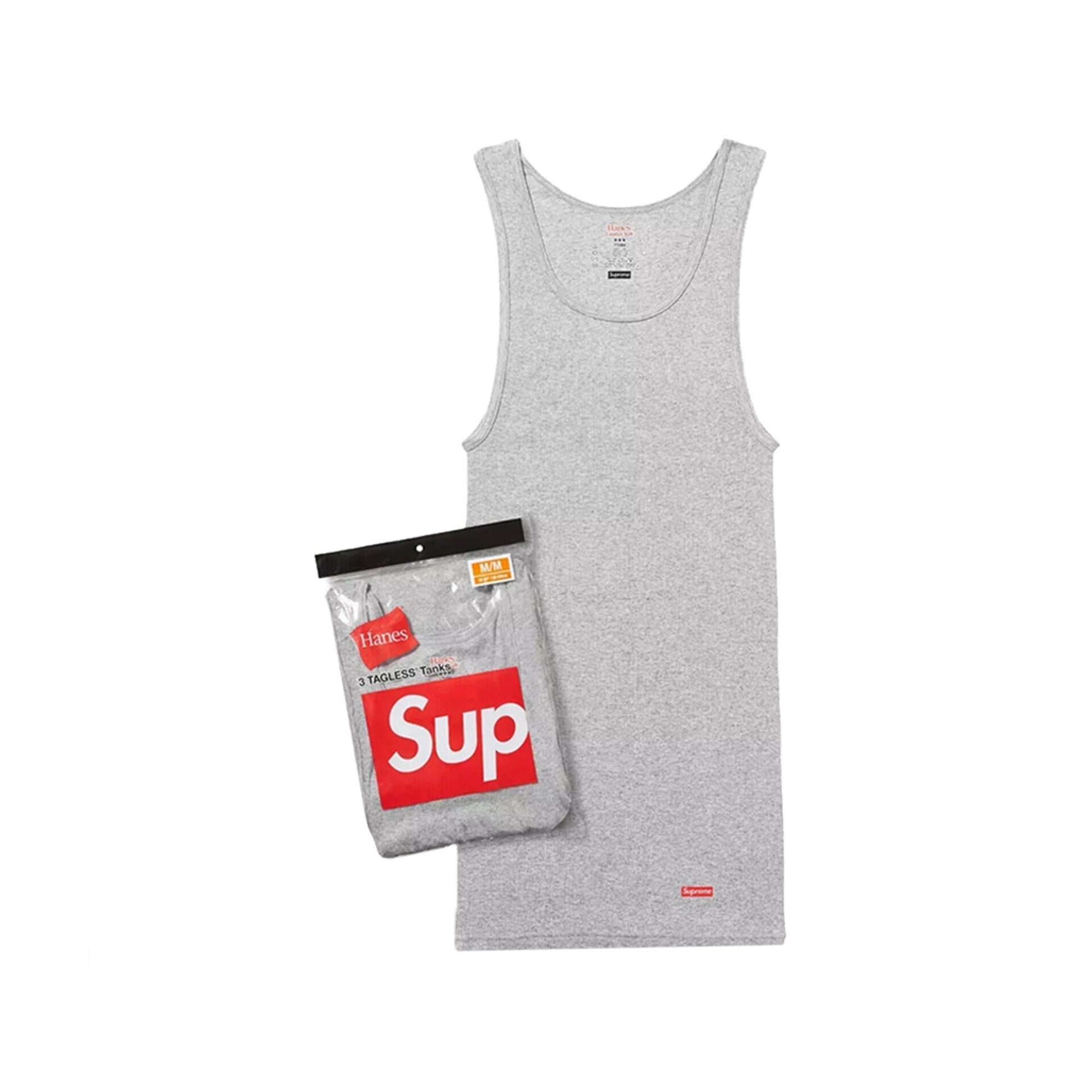 this is an image of Supreme x Hanes 3 Tagless Tanks