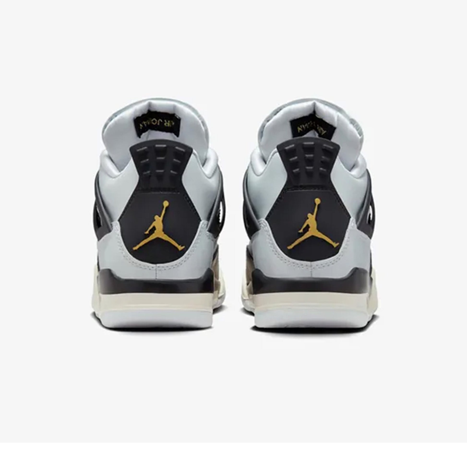 this is an image of Jordan 4 Retro "Platinum Gold" (GS)