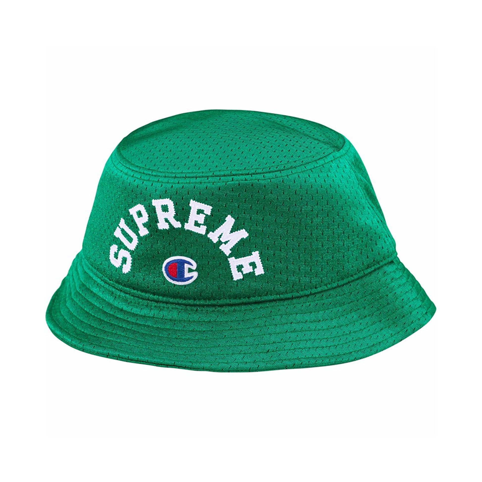 this is an image of Supreme x Champion Mesh Crusher Bucket Hat