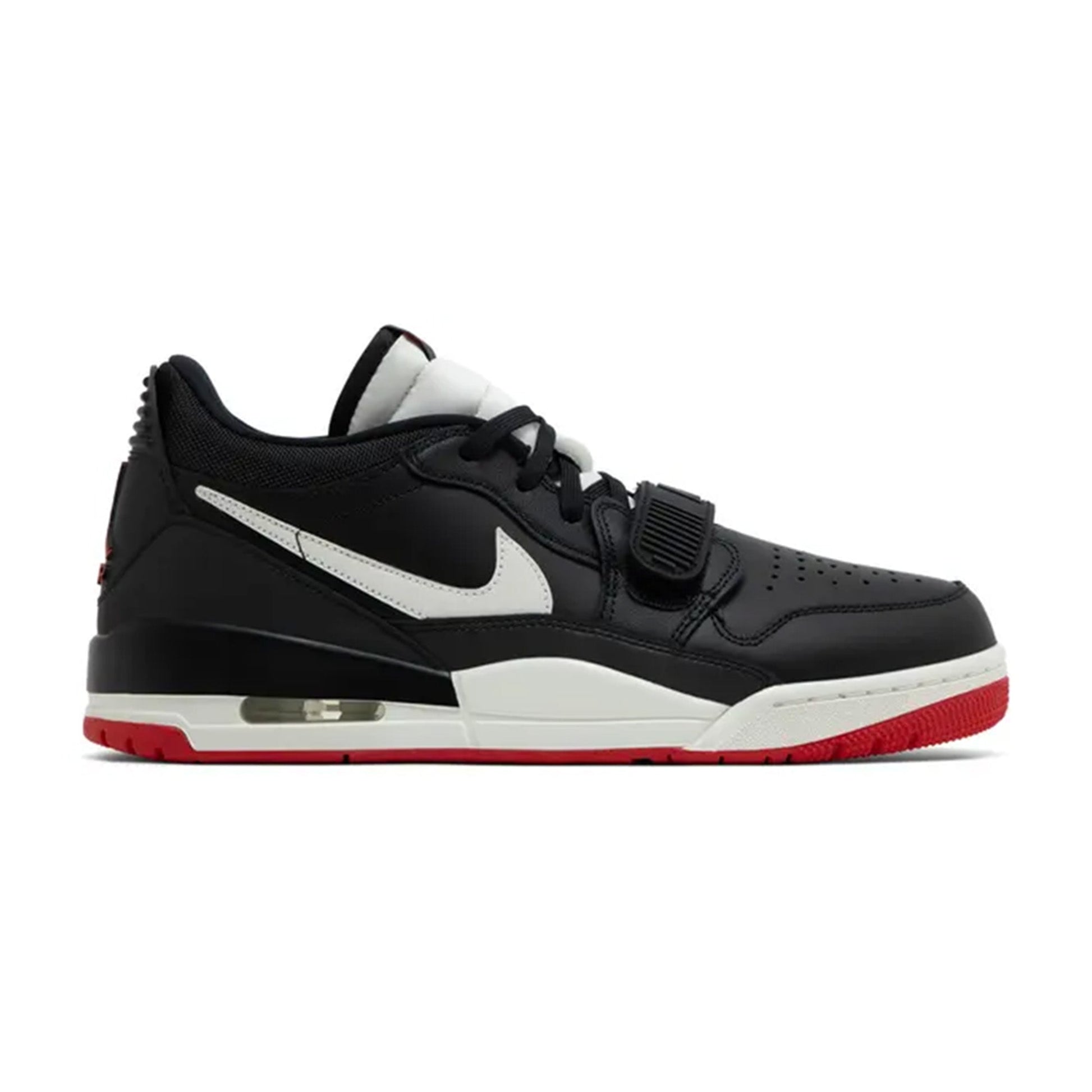 this is an image of Air Jordan Legacy 213 Low "Black Sail University Red"