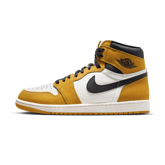 this is an image of Air Jordan 1 Retro High OG "Yellow Ochre" GS