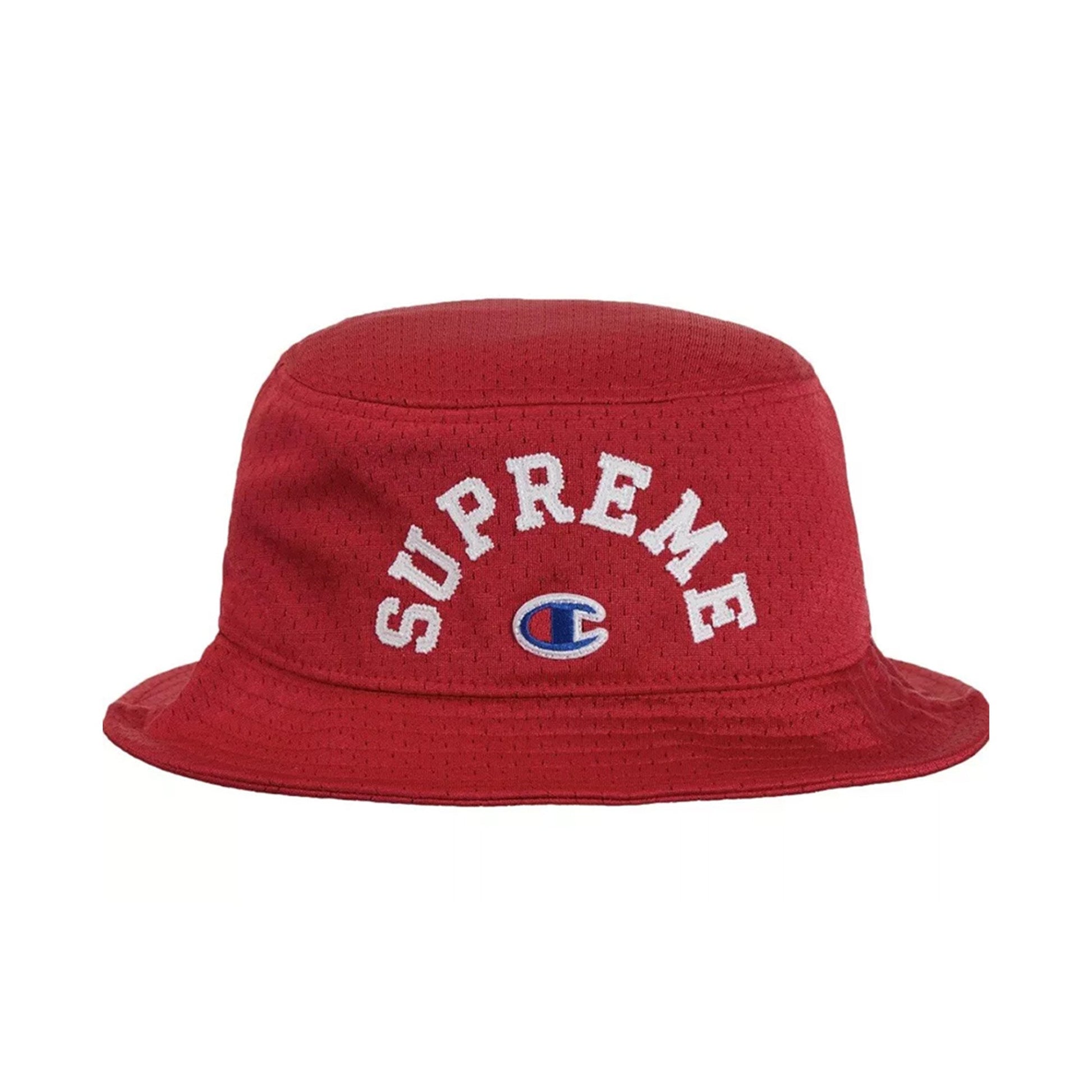 this is an image of Supreme x Champion Mesh Crusher Bucket Hat