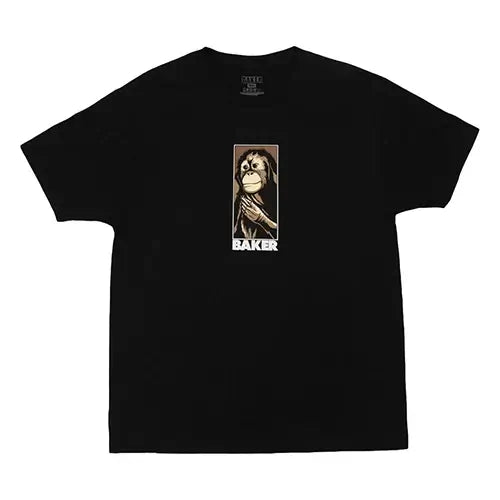this is an image of Baker Smoking Monkey SS Tee Black