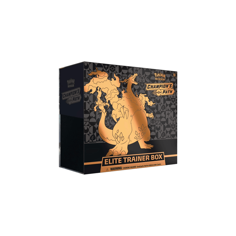 Pokemon TCG Champion's Path Elite Trainer Box packaging showing Gigantamax Charizard box art