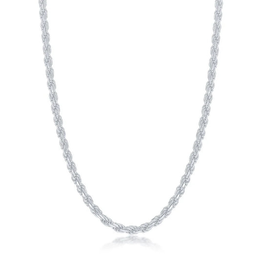 Diamond Cut Rope Chain in Sterling Silver