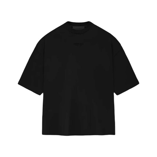 this is an image of Essentials Fear of God Small Logo Tee “Jet Black”