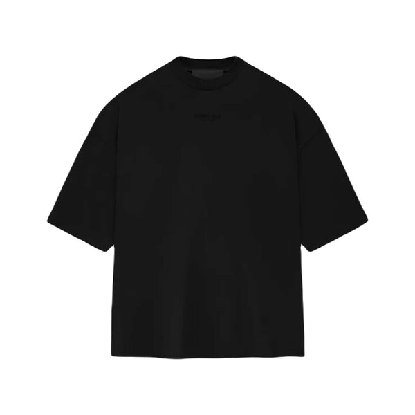 this is an image of Essentials Fear of God Small Logo Tee “Jet Black”