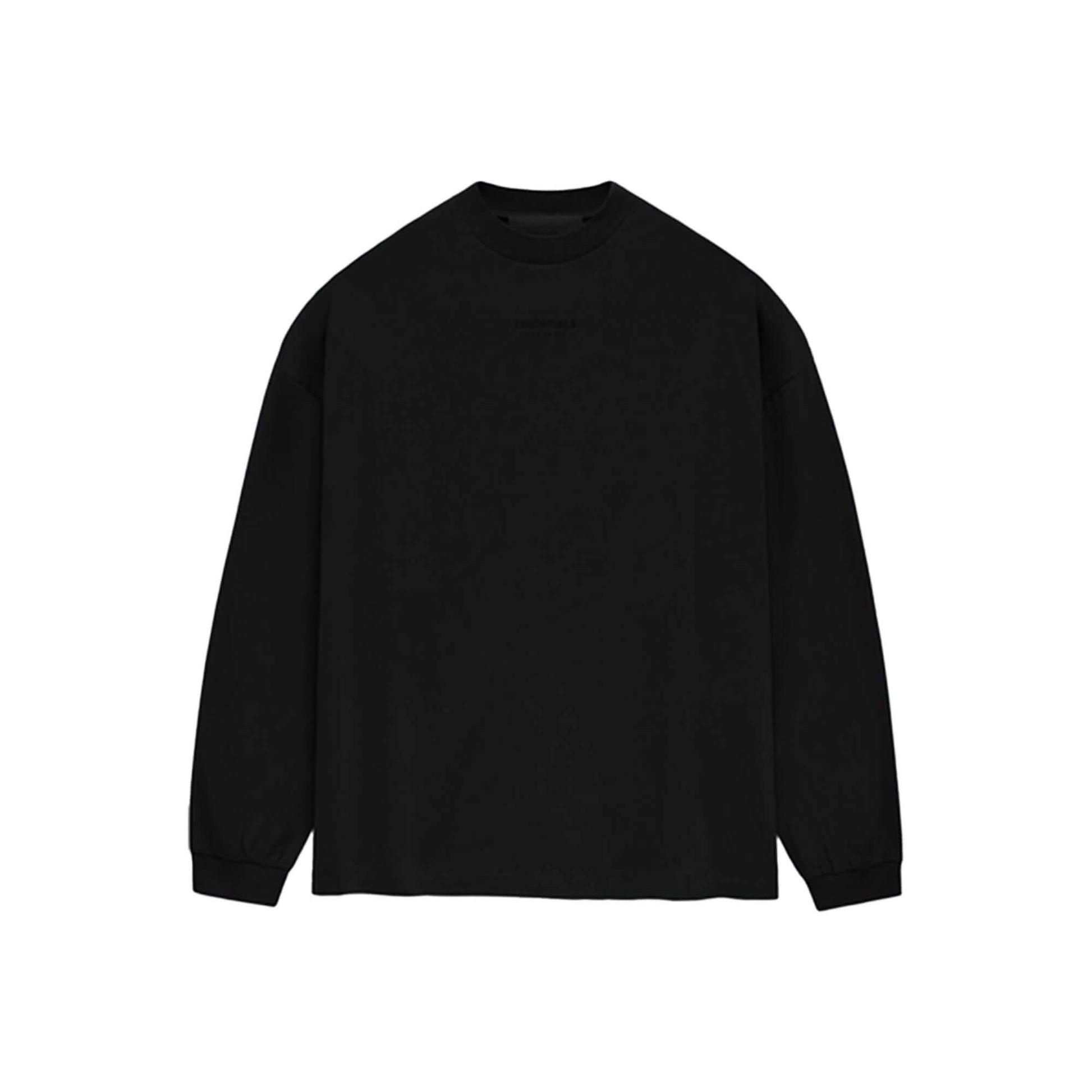 this is an image of Essentials Fear of God Long Sleeve Tee “Jet Black”