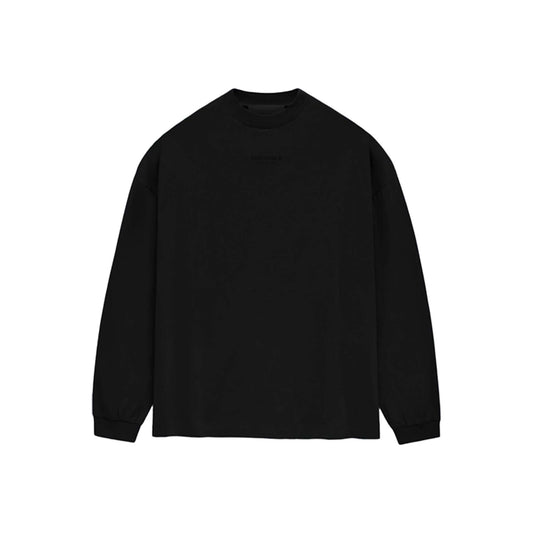 this is an image of Essentials Fear of God Long Sleeve Tee “Jet Black”