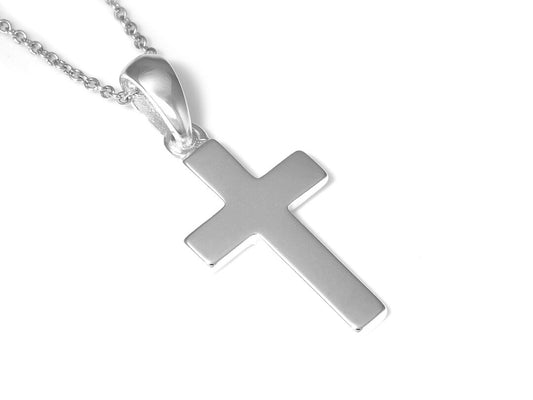 Flat Crucifix Pendant in Sterling Silver