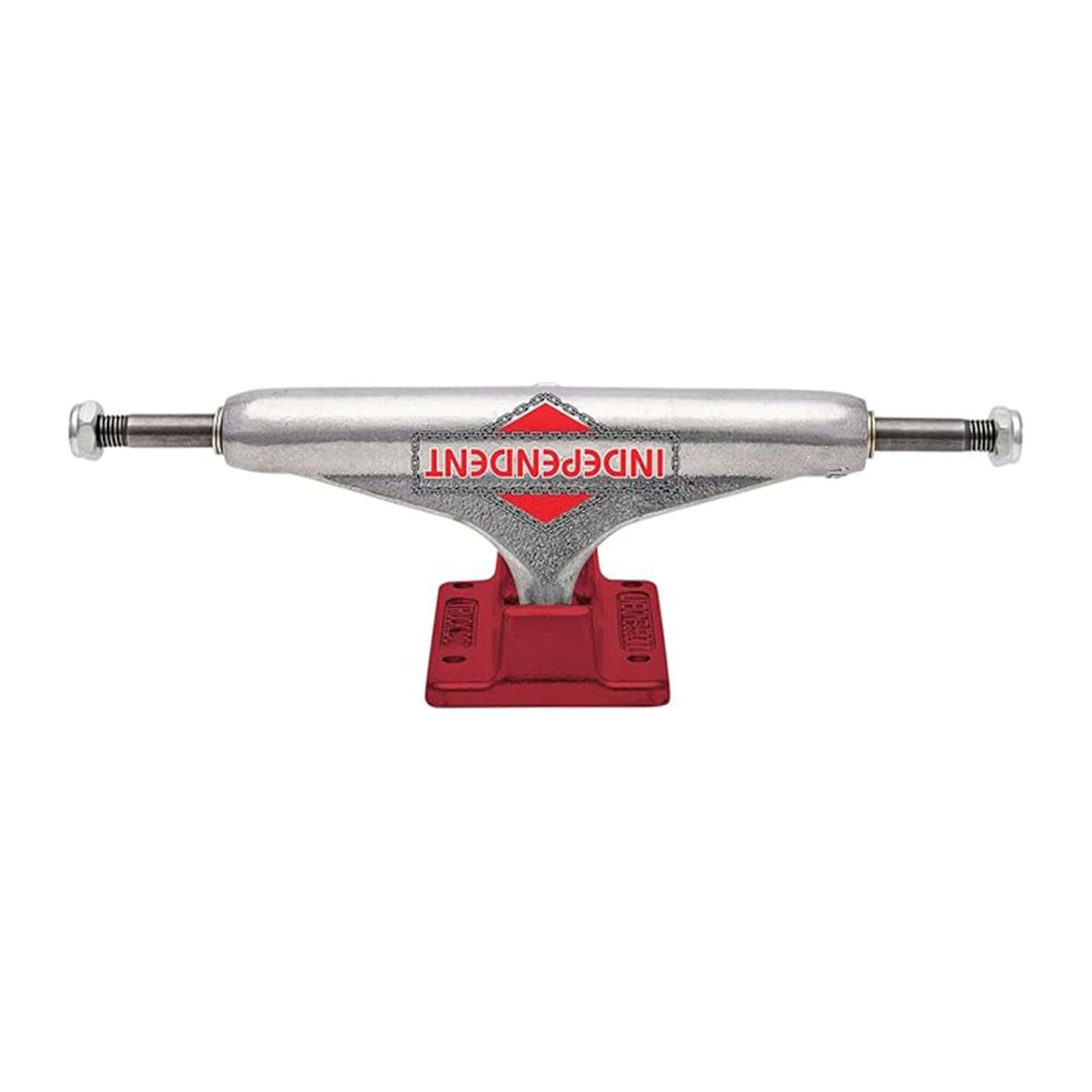 this is an image of Independent Stage 11 Forged Hollow Chainbreaker Silver Ano Red Truck Pair