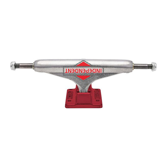 this is an image of Independent Stage 11 Forged Hollow Chainbreaker Silver Ano Red Truck Pair