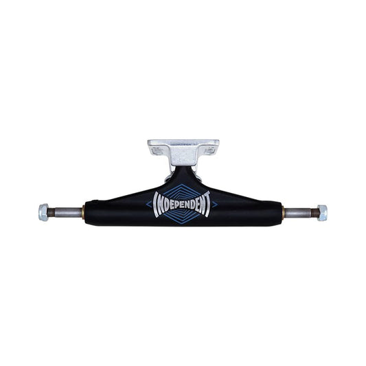 this is an image of Independent Stage 11 Forged Hollow Vertigo Span Black Silver Truck Pair