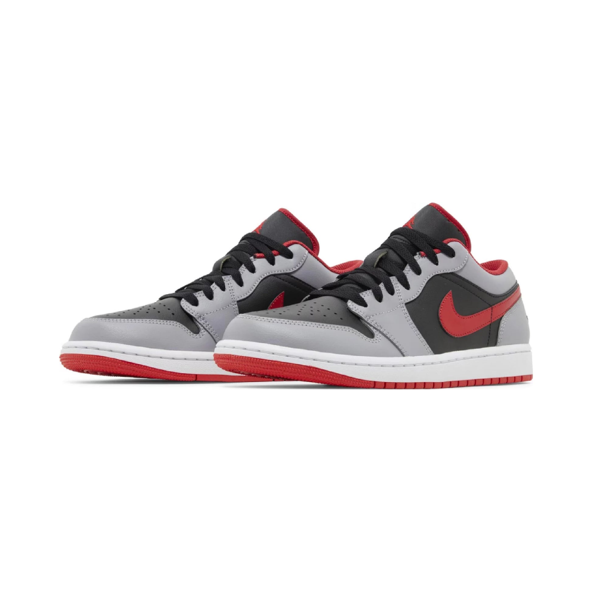 this is an image of Jordan 1 Low "Cement Grey Fire Red" (Women's)