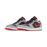 this is an image of Jordan 1 Low "Cement Grey Fire Red" (Women's)