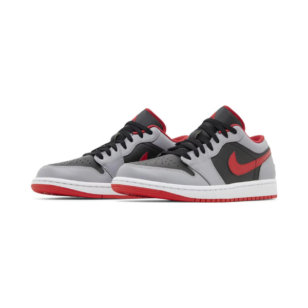 this is an image of Jordan 1 Low "Cement Grey Fire Red" (Women's)